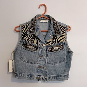 Vintage Cache Animal Hair Western Denim Vest, Small